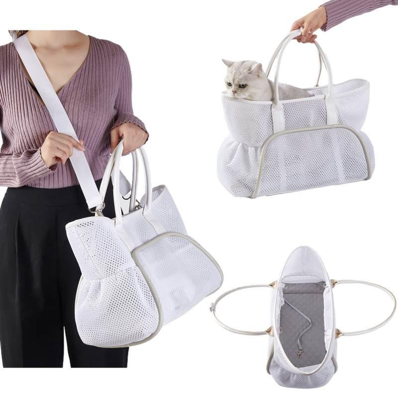 Borsa da Trasporto per Animali Domestici in Materiale PU per Gatti e Cani Piccoli Borsa da Viaggio Portatile per Proprietari di Animali Domestici