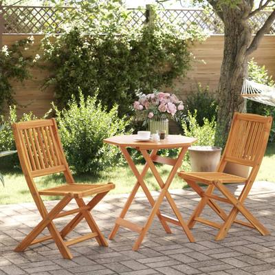 Vidaxl 3-Piece Folding Bistro Furniture Set, Solid Acacia Wood