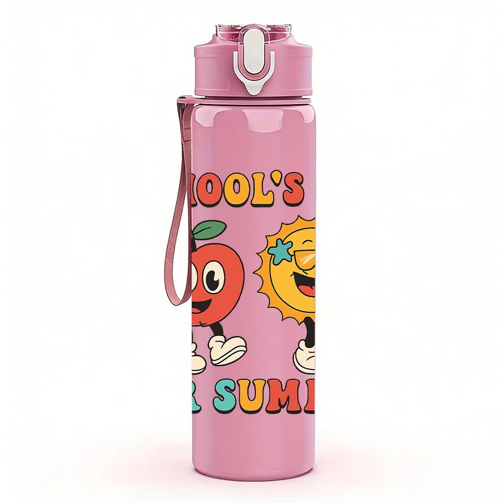 1PC School's Out For Summer Fruits 750ml Color Plastic Sports Water Bottle Leakproof Flip Straw Lid Suitable for Sports Office Home Use
