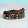 Vintage Western Style Faux Leather Belt With Spliced Carving And Unique Buckle For Fashion Women