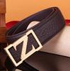 Men's Z Letter Business Casual Buffalo Leather Belt with Stainless Steel Buckle