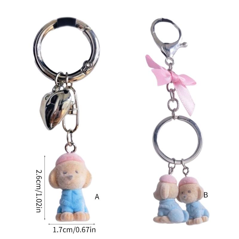Cartoon Puppy Dog Charm Keychains Sweet Cute Pendant Car Keyring Backpack Decoration Fashion Jewelry for Women Girls
