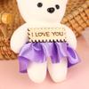 10Pcs Mini Bear Doll Couple Bear Flower Bouquet Decor Dressed Stuffed Animal Doll Foam Plushtoys For Birthday Gifts Room Decor