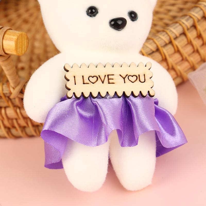 10Pcs Mini Bear Doll Couple Bear Flower Bouquet Decor Dressed Stuffed Animal Doll Foam Plushtoys For Birthday Gifts Room Decor