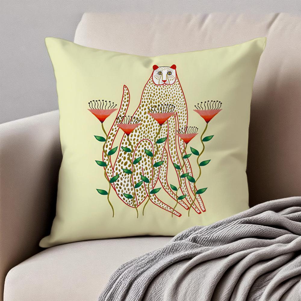 Geometric Animal Leopard Abstract Pattern Art Cushion Cover Pillowcase Antidustmite Invisible Zipper Short Plush Sofa Cushion 30X30cm