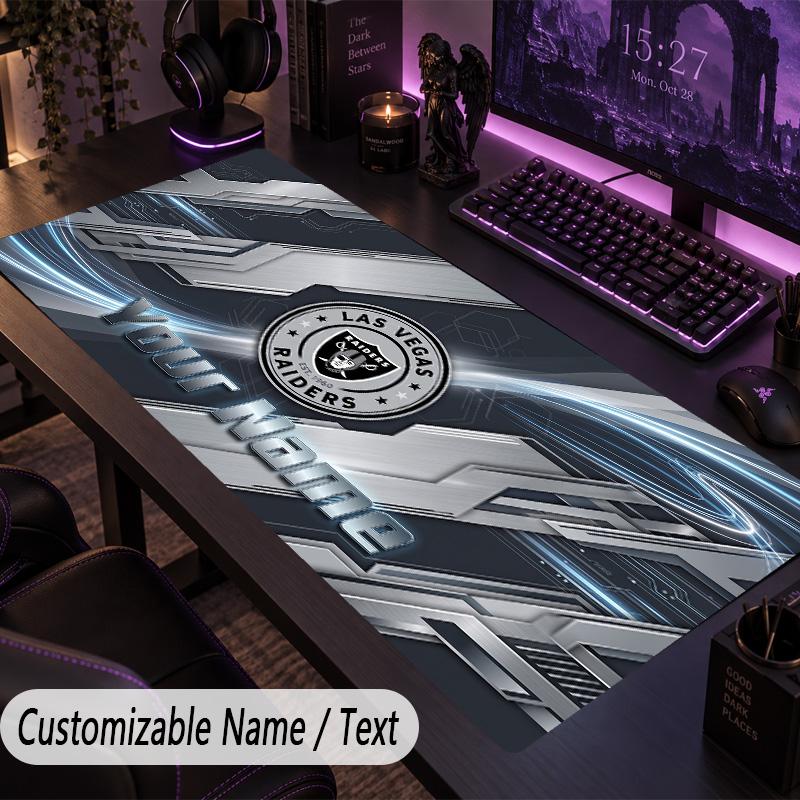 Large Mouse PadLas Vegas Raiders Custom Name Text Personalized Desk Mat Non Slip Gaming Pad