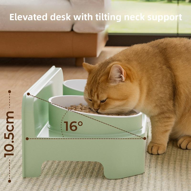 Pet Bowl for Drinking Water and Feeding, Double Bowl To Prevent Knocking, Cat Bowl, Dog Bowl, Deepened Water Splash-proof, Cat and Pet Supplies