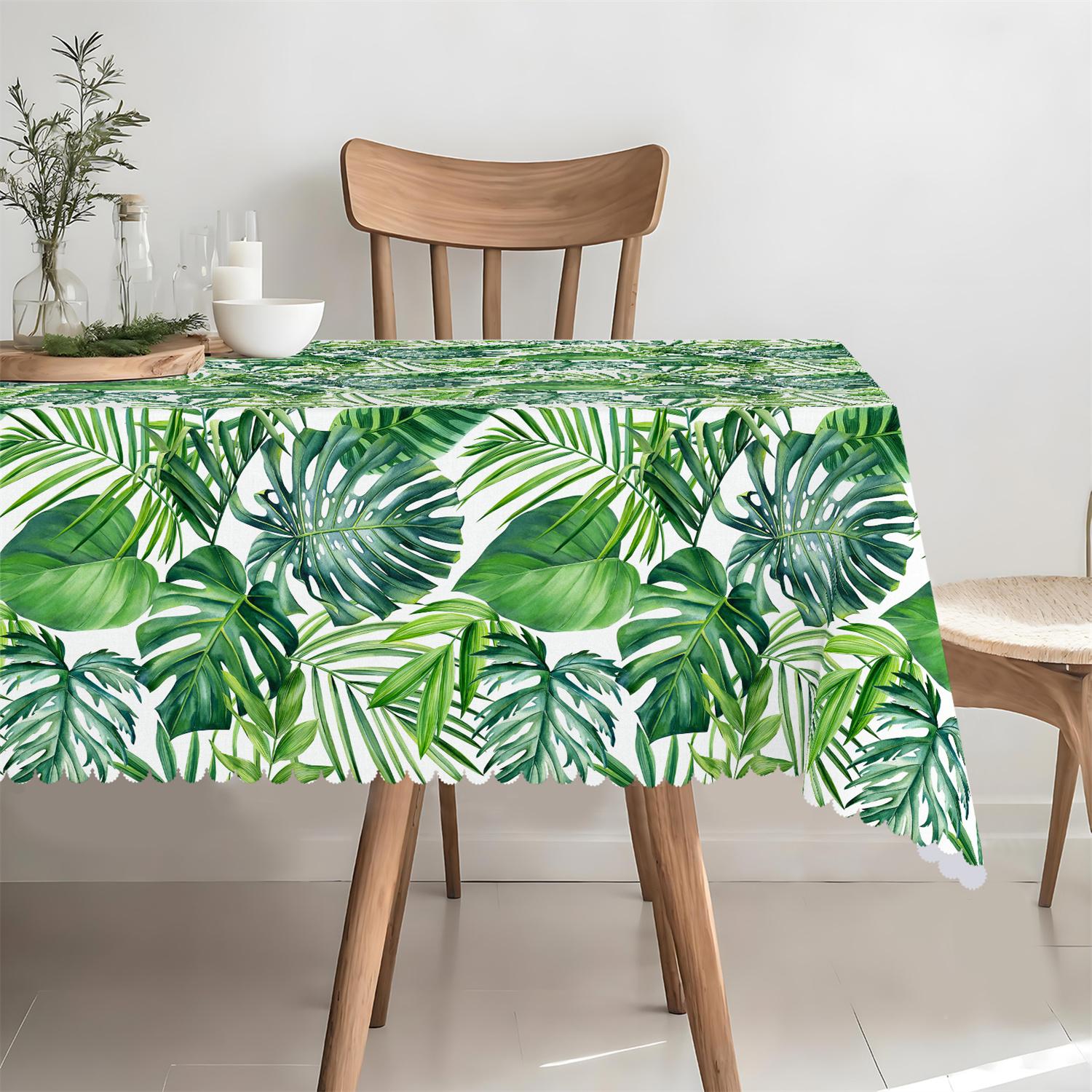 Zomer Palmbladeren Rechthoekig Tafelkleed voor Tafeldecoratie Tropische Groene Bladplanten Keuken Eettafelkleed Picknick Feest Decoratie 100x160cm