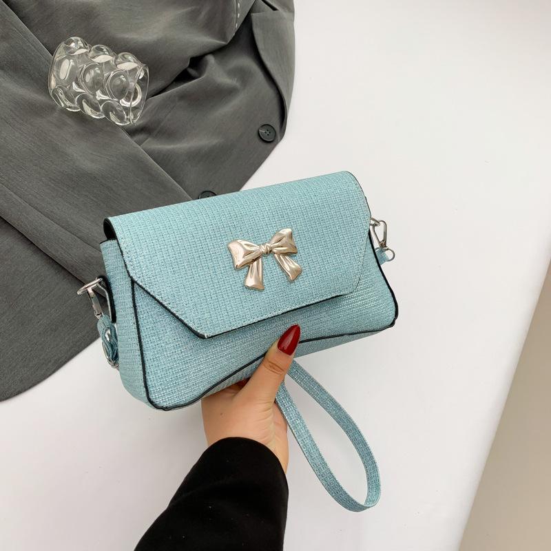 Bow Decoration Fashionable Summer New Solid Color Shoulder Bag Simple and Fashionable Commuter Shoulder Bag