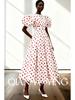 Retro Europäisches & Amerikanisches Polka-Dot-Kleid mit Puffärmeln und Taillenbetonung