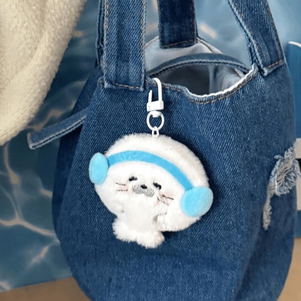 Cartoon Plush Seal Pendant Kawaii Stuffed Doll Pendant Soft Fuzzy Seal Keychain  Backpack