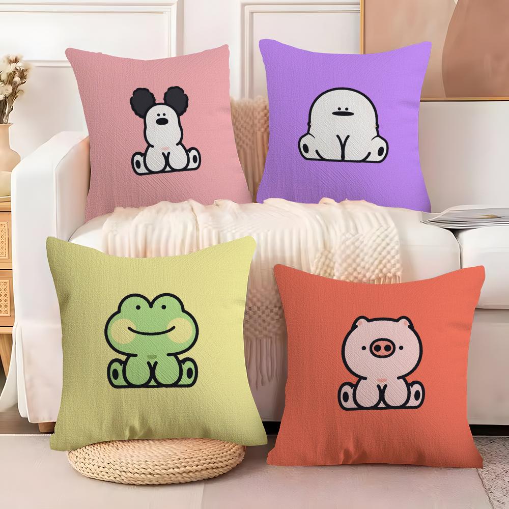 Cute animal patterns Cushion Cover Soft Plush Fabric Double-Sided Printed Sofa Cushion Cover for All Seasons Home Decor Gift
