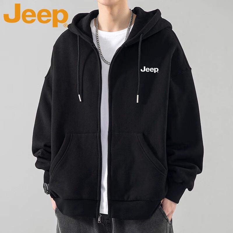 JEEP Men's Casual Hooded Zip-Up Sweatshirt