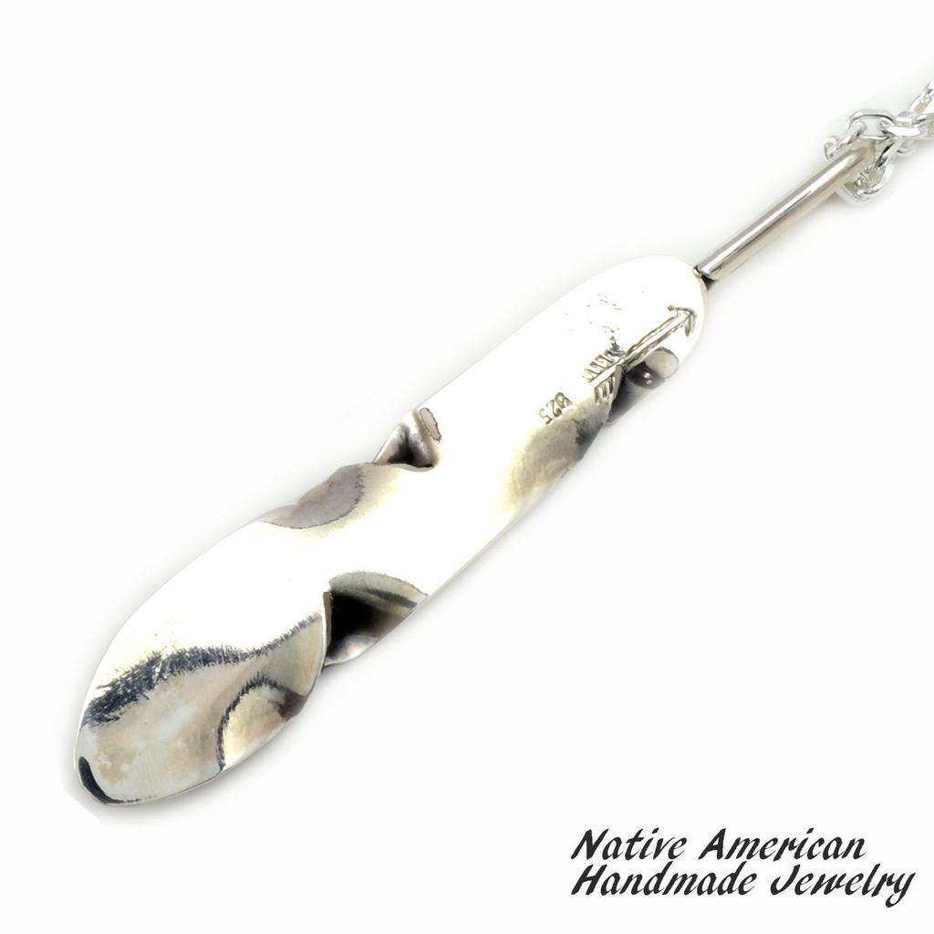 [STERLING SILVER 925] Feather Silver Necklace Pendant Chain AMTHANE-004