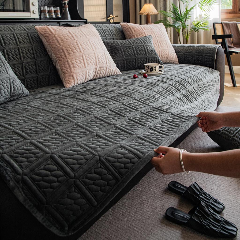 Minimalistisches und modernes, warmes und weiches Sofakissen aus Milchsamt für den Winter, Plüsch-Rückenlehnen-Armlehnenkissen, Handtuch-Sofabezug