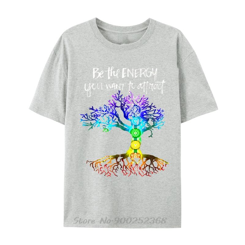 Chakra Tree Of Life Be The Energy You Want To Attract Customized Brand New Print TShirt Cotton Tshirt Men Fitness T Shirt S