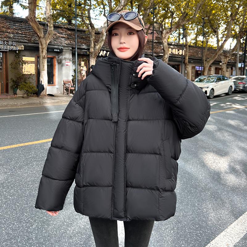 Sports simple cotton clothes New fashionable women's small thickened loose casual anti-season solid color bread clothes
