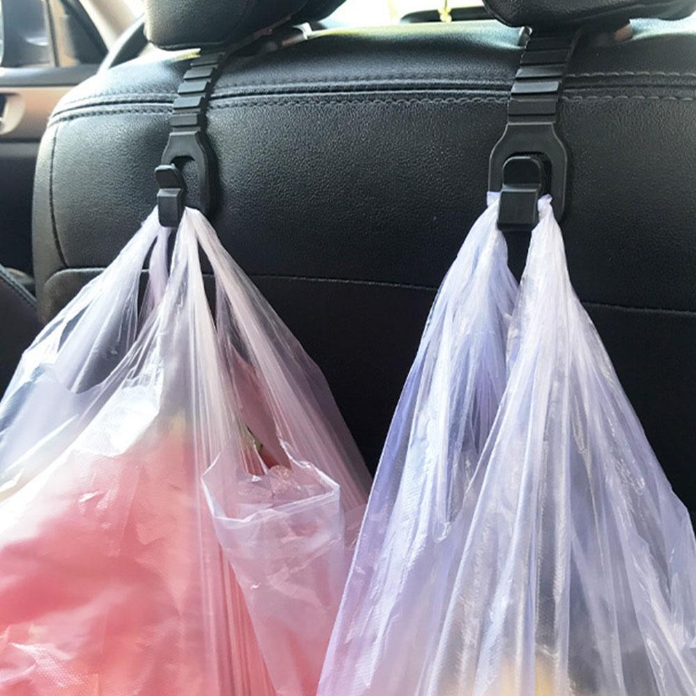 2Pcs Double Head Hooks Car Seat Back Headrest Hanger Car Bag Pouch Clothes Hanging Hook Fastener Clip Car Interior Accessories