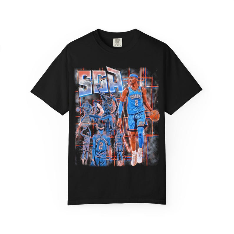 

SGA Thunder 2 Basketball Collage Unisex T-Shirt Vintage Style Graphic Tee M