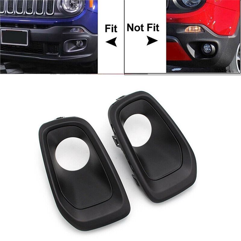 NEW-Front Bumper Fog Light Lamp Bezel Cover Fog Light Frame For 2015-2018 Jeep Renegade 5XB28XS9AA 5XB32XS9AA