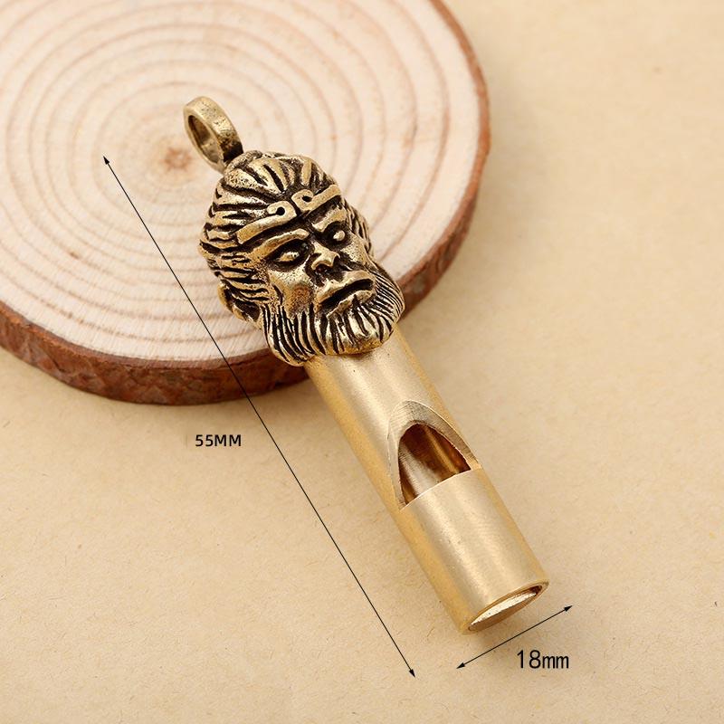 Brass Keychain Pure Copper Handmade Retro Personality Whistle  Pendant Children's Outdoor Survival Training Camp Whistle