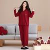 Pure Cotton Red Pajamas Wedding Couple Spring and Autumn One Man and One Woman New Wedding Striped Loungewear Long-sleeved Suit