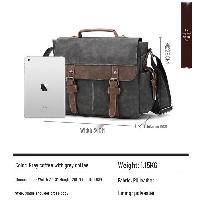LIDU Men's Vintage Multi-functional Messenger Bag