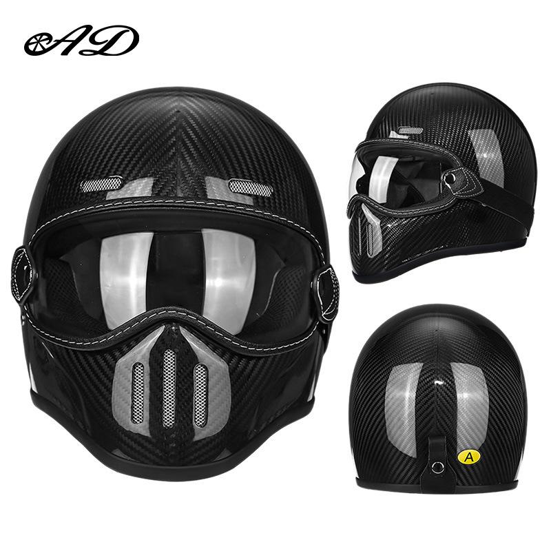 AD Fiberglass Retro Full Face Motorcycle Helmet for Men and Women