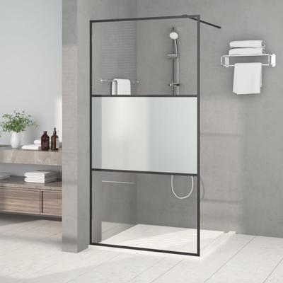Vidaxl Shower Wall, Black, 100X195 Cm, Frosted ESG Glass