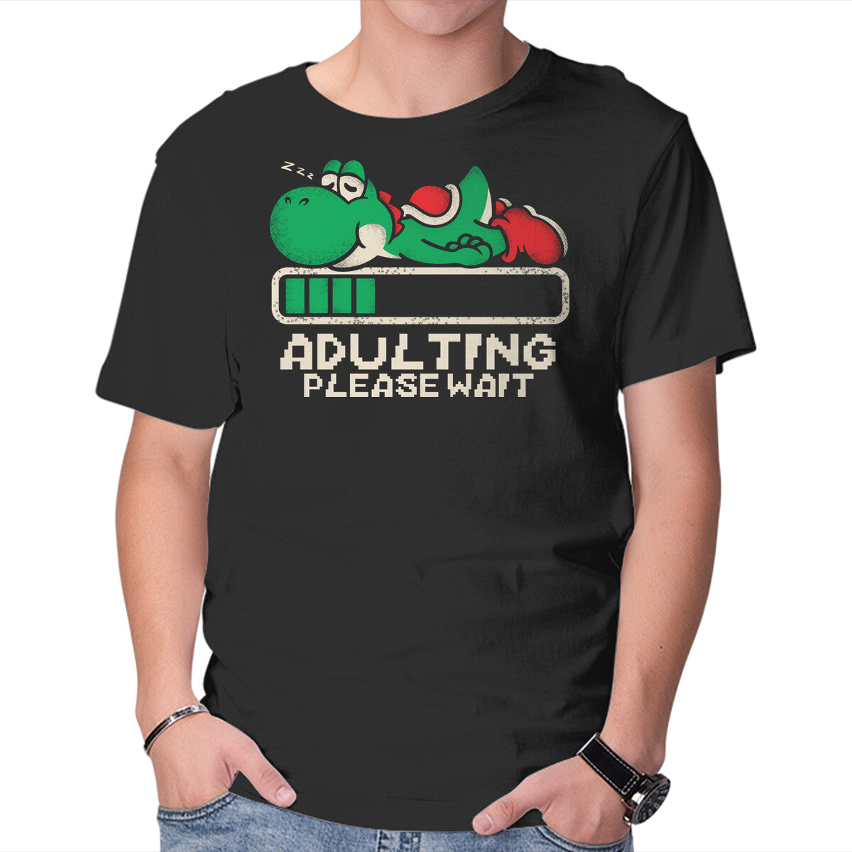 Unisex Crew Neck T-Shirt Yoshi s Adulting Graphic Short Sleeve Casual Tee XXXL