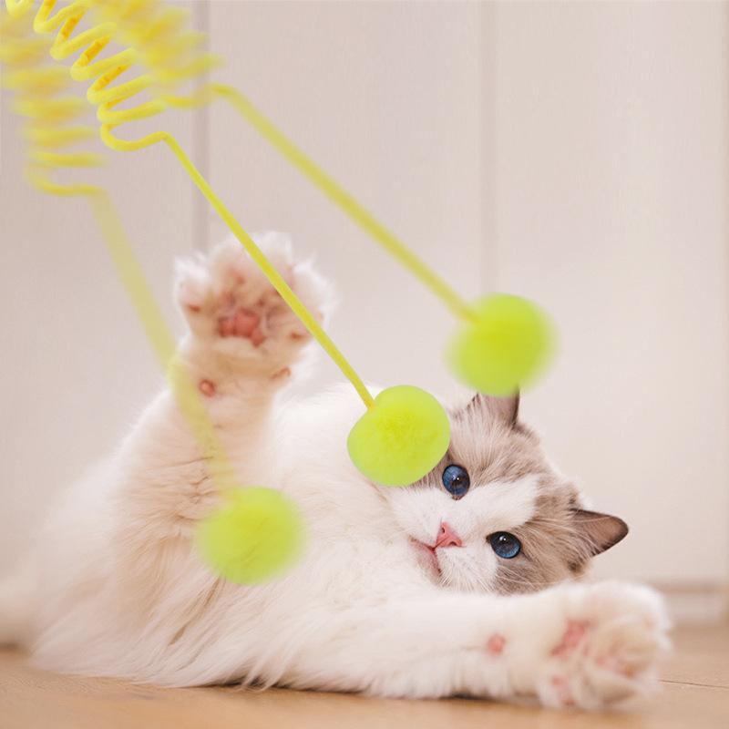 Suction Cup Type Spring Rabbit Fur Ball Cat Toys, Cat Teasing Balls, Self-entertaining Interactive Cat Toy Balls, Pet Supplies