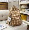 Schoolbag high-value retro style plaid schoolbag for women's autumn and winter new Korean ins middle and high school students versatile backpack