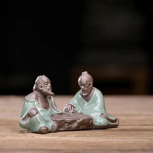 Fleshy Flowerpot  Desktop Accessories Geyao Old Chess Player Flower Pet Ceramic Little Monk Landscape Decoration Tea Pets