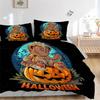 3pcs Scary Bear Pumpkin Halloween Bedding Set - Includes Quilt Cover and Pillowcases, Suitable for All Seasons, Machine Washable - Ideal Gif