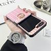 For Galaxy Z Flip  Ring Bracket Case Laser Leather Cover For Samsung Z Flip4 Zflip 3 Slim  Gradient Color Holder Case