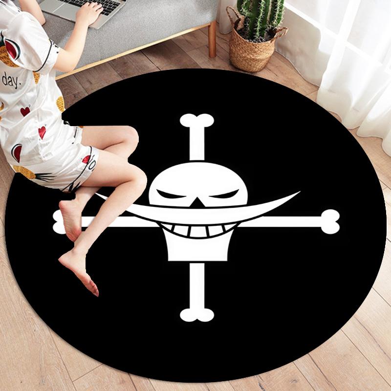 One Piece Logo Round Area Rug Carpet Rug For Living Room Bedroom Sofa Playroom Decor Nonslip Floor Mat