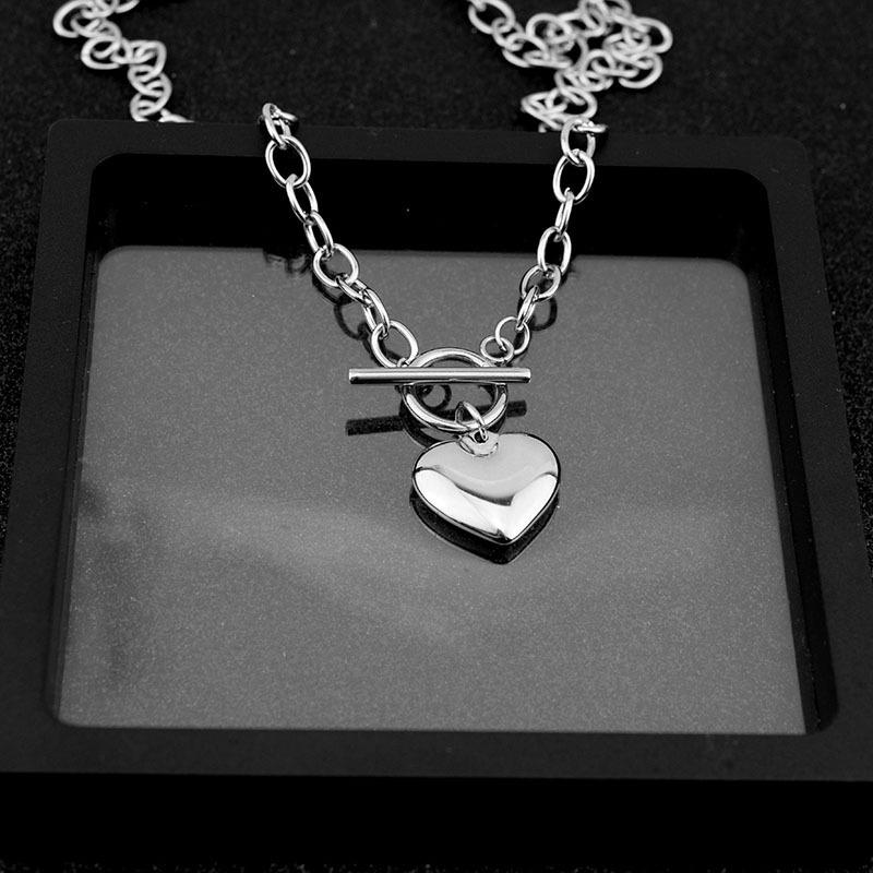 Women Stainless Steel Love Heart Ot Buckle Original Clavicle Chain Necklace