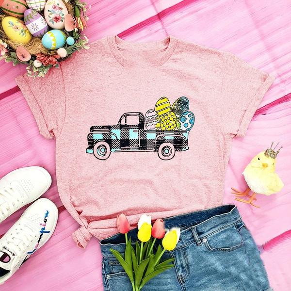 Buy Easter Day Plaid Truck Shirt Women 