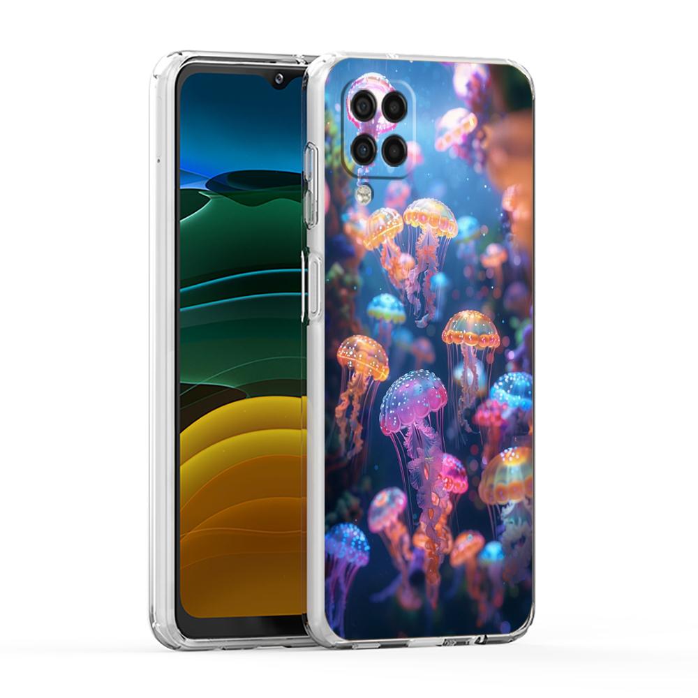 

Мягкий чехол для Samsung Galaxy A25 A23 A22 A52S A52 A55 A72 A41 A31 A13 A11 Прозрачный чехол для телефона Розовый медуза Океанический узор Samsung A41