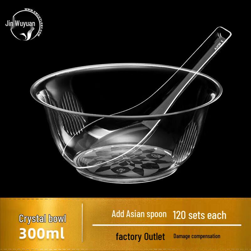 JinWuyuan Disposable Crystal Plastic Bowl & Spoon Set