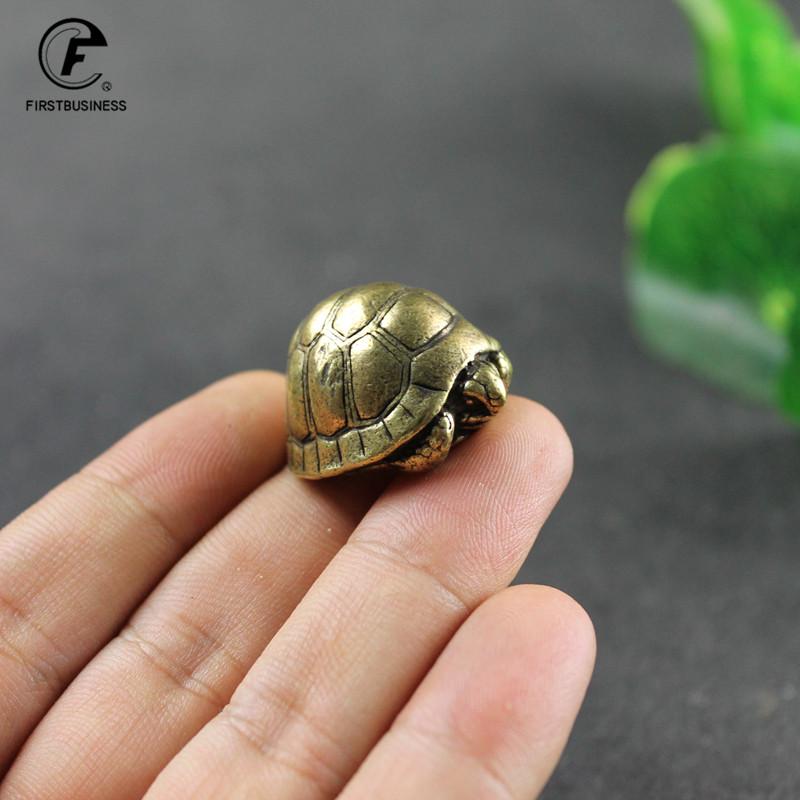 Heavy Ball Shape Turtle Miniatures Figurines Antique Metal Brass Animal Tortoise Small Statue Tea Pet Table Ornament Home Decors