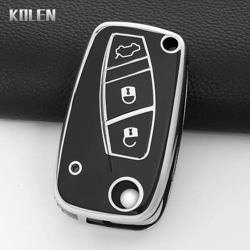 

For Fiat 500 Panda Idea Stilo Ducato Punto Bravo Grande Minibus Doblo Fashion Tpu Car Flip Key Case Cover Protected Keychain Fob