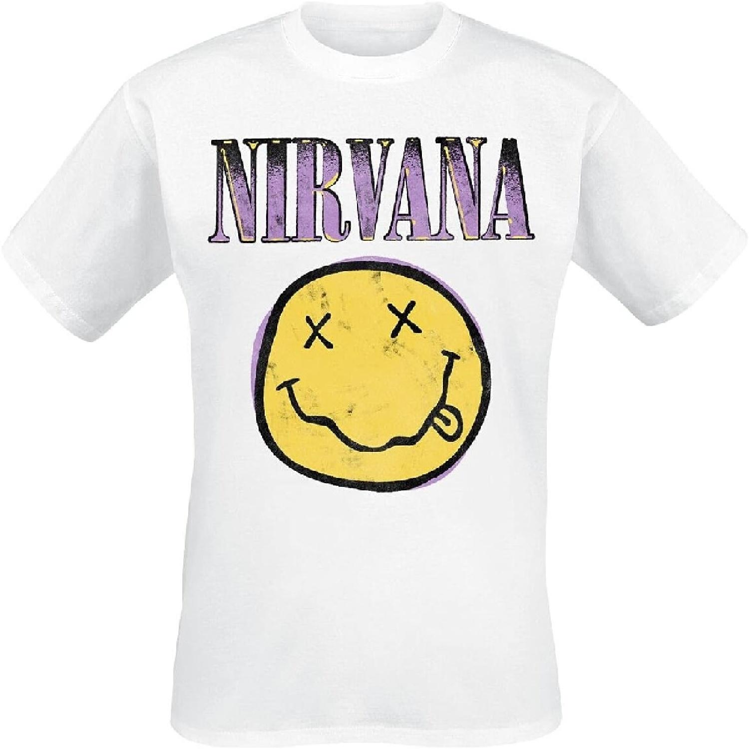 Мужская футболка Nirvana Xerox Smile face Розовая приталенная Белая S
