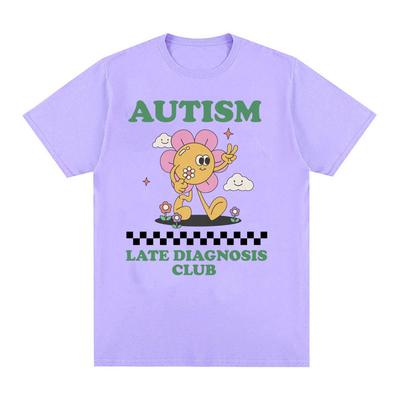 Vtipné tričko s grafikou klubu pozdní diagnózy autismu Léto Unisex Unisex Vintage Móda Ležérní 100% Bavlna Krátký Rukáv