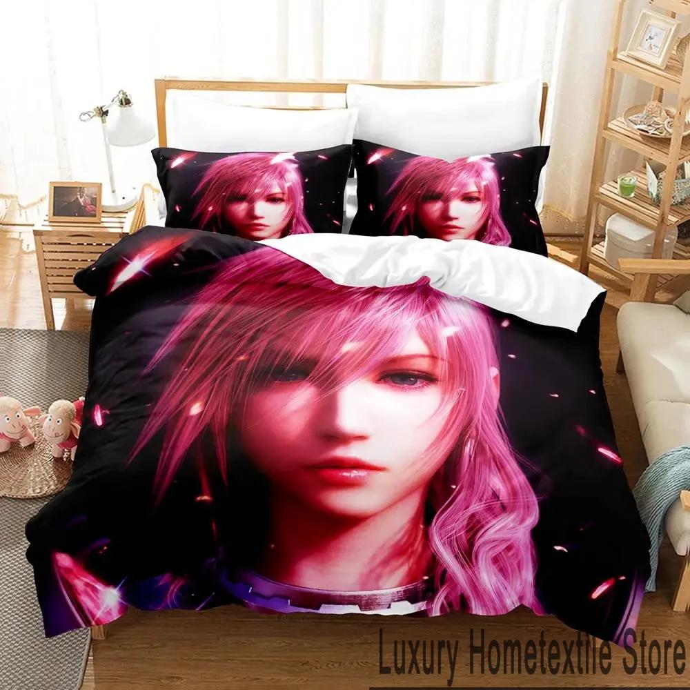 3D Print Anime Game FINAL FANTASY XIII-2 Bedding Set Boys Girls Twin Queen King Size Duvet Cover Pillowcase Bed Boys Adult