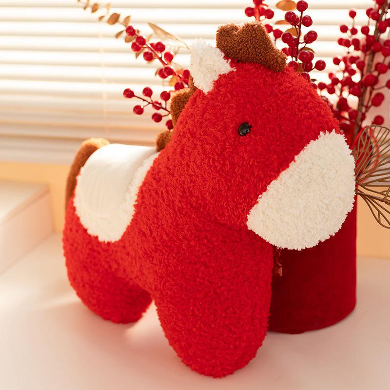 2026 Year of the Horse Chinese Horse Pillow Plush Doll Ornament - Children's New Year Gift