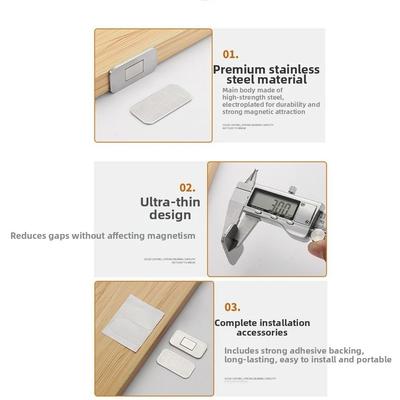 6 Stück/Set Starker Magnetischer Türschließer Unsichtbares Design Bohrloser Schrankfang Selbstklebend Ultradünner Türanziehungs-Patch