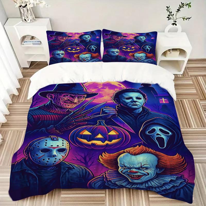 3pcs Horror Icons Bedding Set. Soft and Comfortable with No Core Included (1x Duvet Cover + 2x Pillow Covers) yy251031056