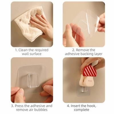 3 Stück Süße Pilzform Haken aus Kunststoff Selbstklebend Dekorative Tasche Kleiderbügel Ohne Bohren Home Storage Clips Küche