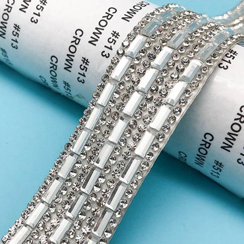1 Yard Klarglas Strassbesatz Kette Kristallband Klebeapplikation Strassband für Kleidung Tasche Schuhe Dekoration